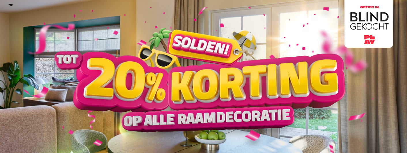 Solden tot 20% korting op alle raamdecoratie