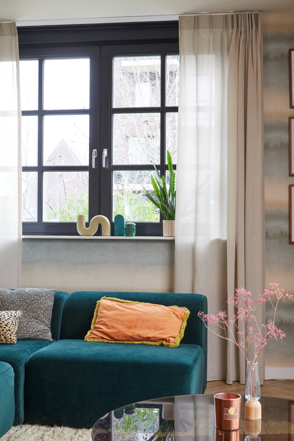 Gerecyclede gordijnen in de woonkamer