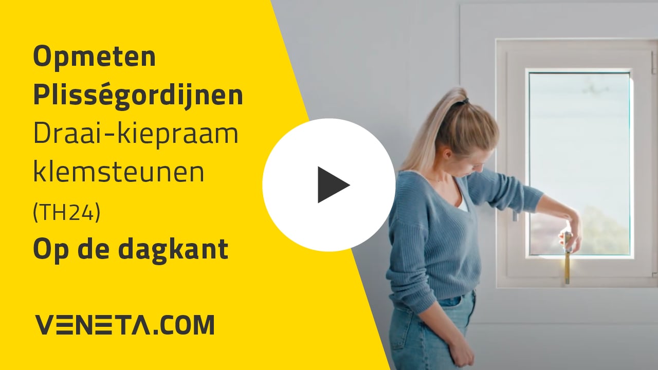 Meetinstructie plissé draai-kiepraam klemsteunen op de dag