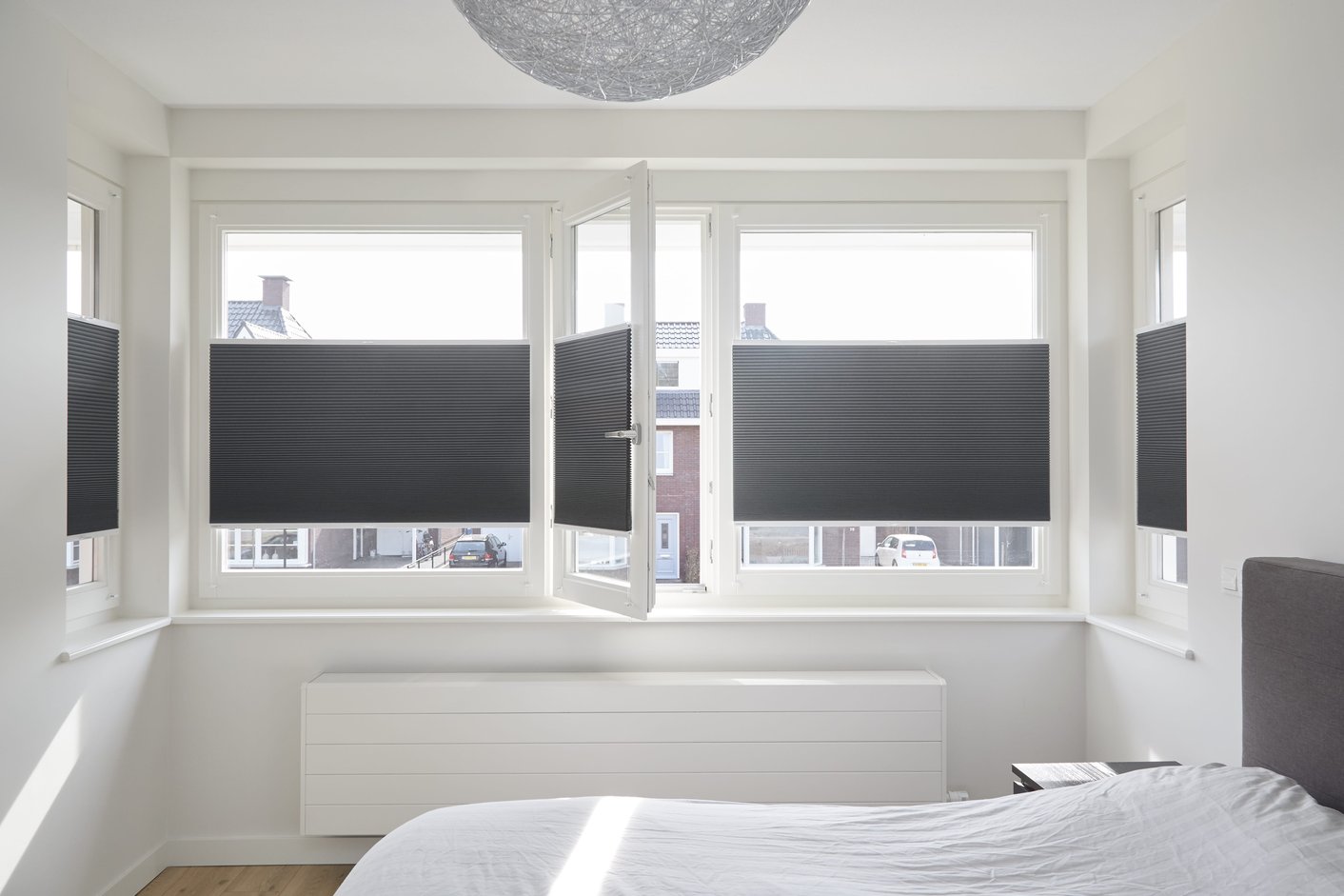 Plisségordijnen in slaapkamer