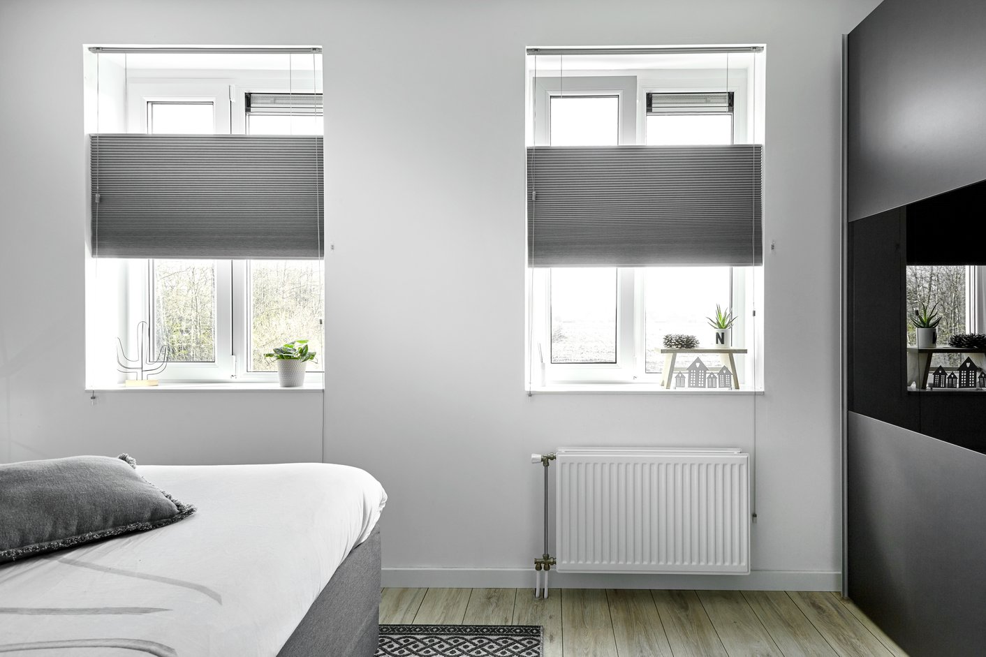 Plisségordijnen in slaapkamer