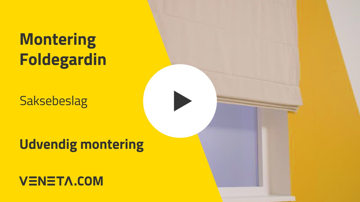 Monteringsvejledning foldegardiner med drejelige monteringsbeslag ved udvendig montering