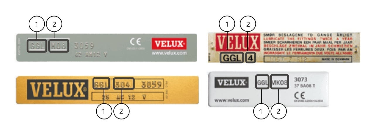 Type code dakraam Velux