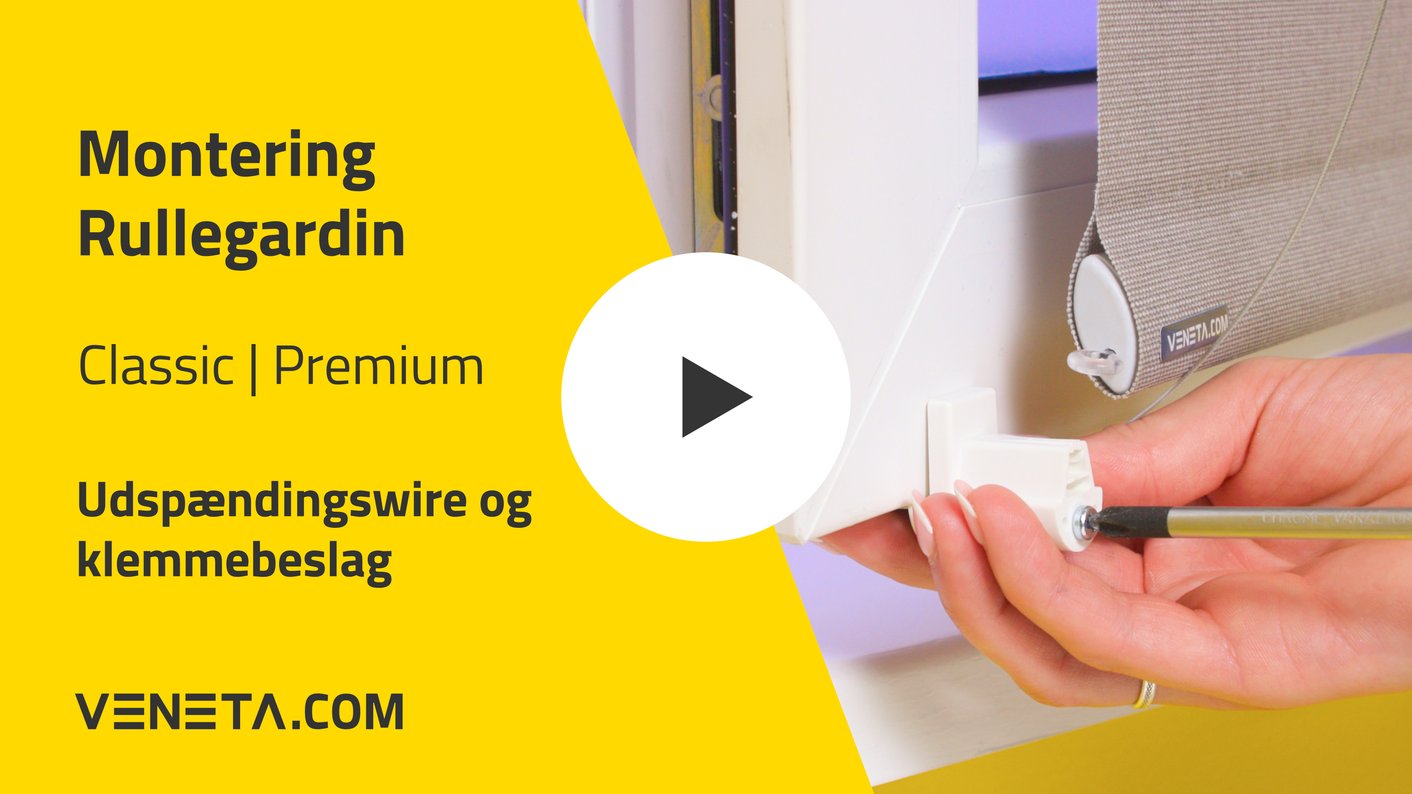 Montere rullegardiner - med udspændingswire og klemmebeslag
