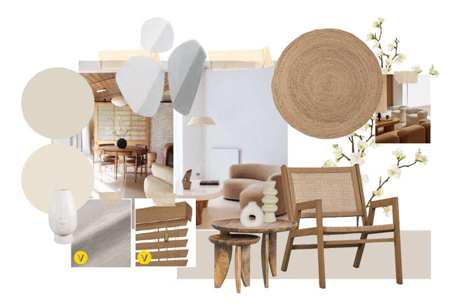 Moodboard i Japandi-stil