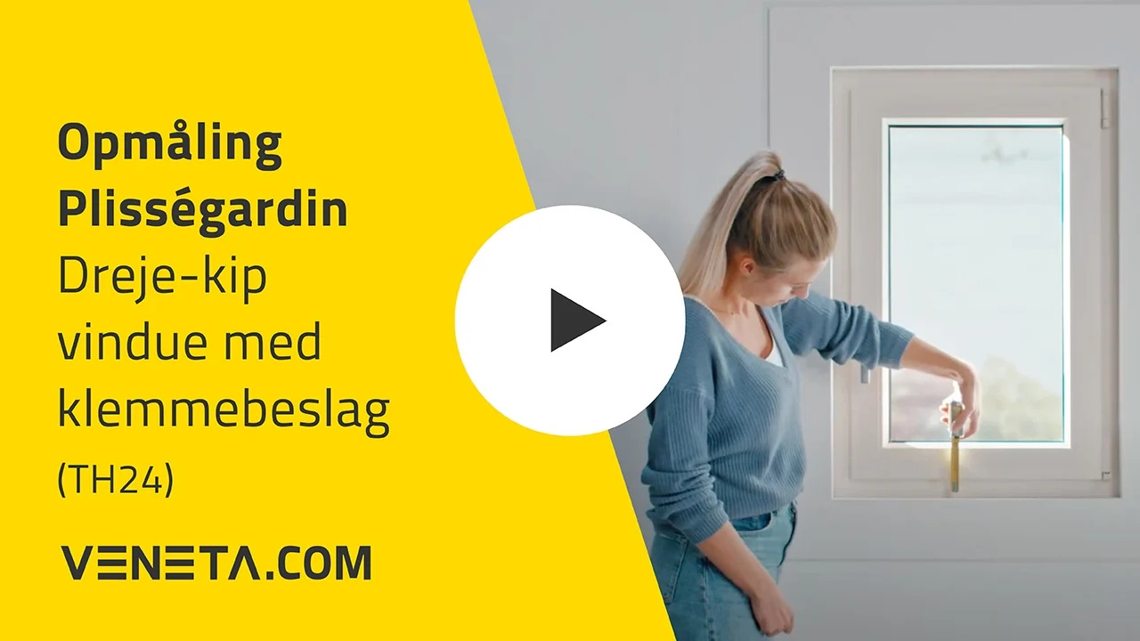 Opmålingsvejledning plissé dreje-kipvindue klemmebeslag udvendig montering