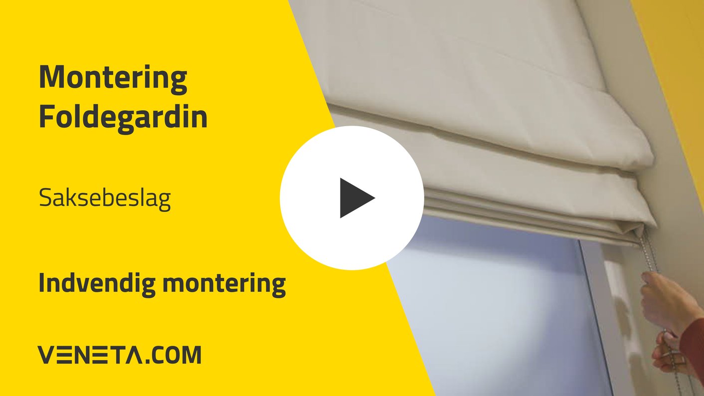Monteringsvejledning foldegardiner med drejelige monteringsbeslag ved indvendig montering