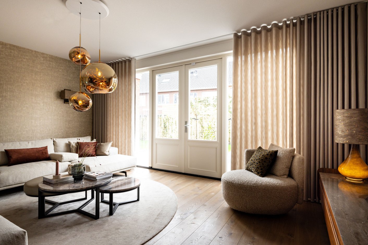 Luxe wave gordijnen in de woonkamer